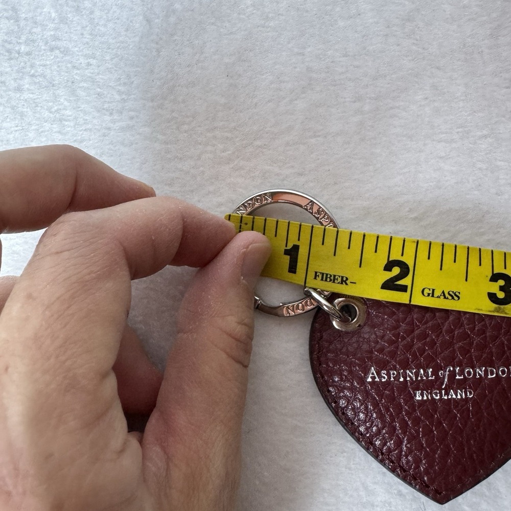 Aspinal Of London England Heart Keychain Red Leather Key Ring Charm - Picture 7 of 7